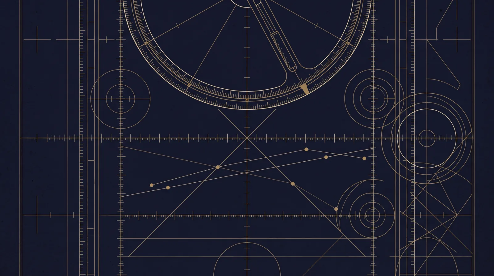 An engraved astronomical observation log: ruled columns, graduated measurement arcs, and plotted points joined by hairlines.